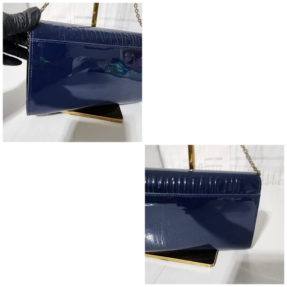 Authentic CHRISTIAN DIOR Patent Montaigne Crossbody Bag Blue - Picture 11 of 14